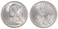 FRENCH AFARS & ISSAS 5 Francs Coin, Paris, Aluminium -