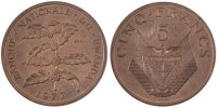 Rwanda 5 Francs Coin, Bronze, KM:E5 -