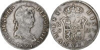 Spain 4 Réales Ferdinand VII, Seville, Silver, KM:476.3 -
