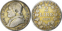 Italian States 2 Lire ITALIAN STATES, PAPAL STATES, Pius IX, Rome, Silver -