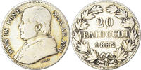 ITALIAN STATES 20 Baiocchi Coin, PAPAL STATES, Pius IX, Rome -
