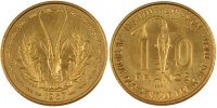 French West Africa 10 Francs Coin, Aluminum-Bronze, KM:E6 -