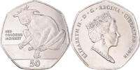 Gibraltar 50 Pence Coin, Singes.FDC, Cupronickel -