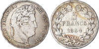 France 5 Francs Coin, Louis-Philippe, Rouen, Silver -