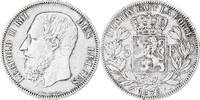 Belgium 5 Francs, 5 Frank Coin, Leopold II, Silver, KM:24 -