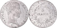 France 5 Francs Coin, Napoléon I, Paris, Silver -