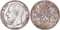 Belgium 5 Francs, 5 Frank Coin, Leopold II, Silver, KM:24 -