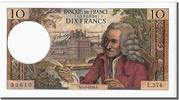 France 10 Francs Banknote, 10 F 1963-1973 ''Voltaire'', 1970-03-05 -