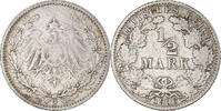 GERMANY - EMPIRE 1/2 Mark Coin, Hambourg, Silver, KM:17 -