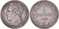 Belgium 5 Francs, 5 Frank Coin, Leopold I, Brussels, Silver -