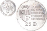 Andorra 25 Diners Coin, Silver, KM:65 -