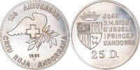 Andorra 25 Diners Coin, Silver, KM:65 -