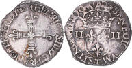 France 1/4 Ecu croix de face Coin, Henri III, Nantes, Rare -