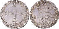 France 1/4 d'écu à la croix de face Coin, Henri III, Rennes -