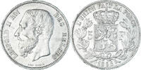 Belgium 5 Francs, 5 Frank Coin, Leopold II, Silver, KM:24 -