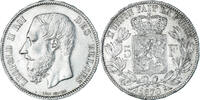 Belgium 5 Francs, 5 Frank Coin, Leopold II, Silver, KM:24 -