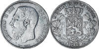 Belgium 5 Francs, 5 Frank Coin, Leopold II, Silver, KM:24 -