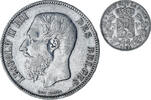 Belgium 5 Francs, 5 Frank Coin, Leopold II, Silver, KM:24 -