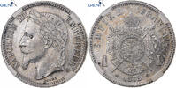 France 1 Franc Napoleon III, Paris, Silver, GENI, Gadoury:463 -