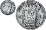 Belgium 50 Centimes Coin, Leopold II, Silver, KM:26 -
