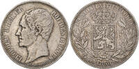 Belgium 5 Francs, 5 Frank Coin, Leopold I, Brussels, Silver -