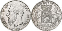 Belgium 5 Francs, 5 Frank Leopold II, Silver, KM:24 -