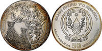 Rwanda 50 Francs Cheetah, Proof, Silver, KM:38 -