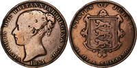 Jersey 1/13 Shilling Victoria, Heaton, Copper, KM:3 -