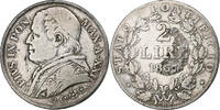 ITALIAN STATES 2 Lire PAPAL STATES, Pius IX, Rome, Silver -