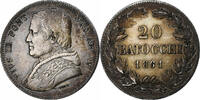 ITALIAN STATES 20 Baiocchi PAPAL STATES, Pius IX, Rome, Silver -