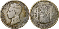Spain Peseta Alfonso XIII, Madrid, Silver, KM:721 -