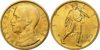 Italy 50 Lire Vittorio Emanuele III, Rome, Gold, KM:71 -