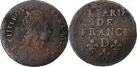 France Liard de France Louis XIV, Lyon, Copper, Gadoury:80 -