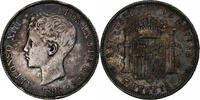 Spain 5 Pesetas Alfonso XIII, Valencia, Silver, KM:707 -