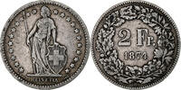 Switzerland 2 Francs Bern, Silver, KM:21 -