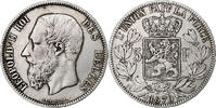 5 Francs, 5 Frank 1870 Belgien Leopold II, Silber, SS, KM:24 SS