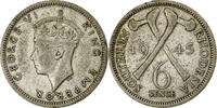 Southern Rhodesia 6 Pence George VI, Silver, KM:17a -