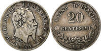 Italy 20 Centesimi Vittorio Emanuele II, Milan, Silver -