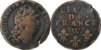 France Liard Louis XIV, Lille, Copper, Gadoury:82, KM:543.11 -