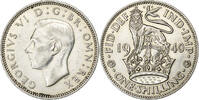 Great Britain Shilling George VI, Silver, KM:853 -