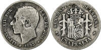 Spain Peseta Alfonso XII, Madrid, Silver, KM:686 -