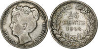 Netherlands 25 Cents Wilhelmina I, Silver, KM:120.2 -