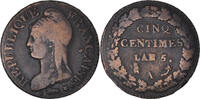 France 5 Centimes Coin, Dupré, Paris, Bronze, KM:640.1 -