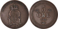 Sweden 5 Öre Coin, Oscar II, Bronze, KM:757 -