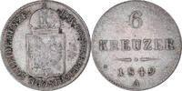 Austria 6 Kreuzer Coin, Franz Joseph I, Vienna, Silver -