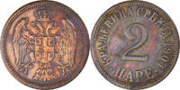 Serbia 2 Pare Coin, Peter I, Bronze, KM:23 -