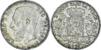 Belgium 5 Francs, 5 Frank Coin, Leopold II, Brussels, Silver -