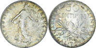 France 50 Centimes Coin, Semeuse, Paris, Silver, KM:854 -