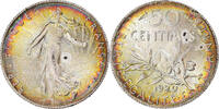 France 50 Centimes Coin, Semeuse, Paris, Silver, KM:854 -