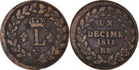 France Decime Coin, Louis XVIII, Strasbourg, Countermark -